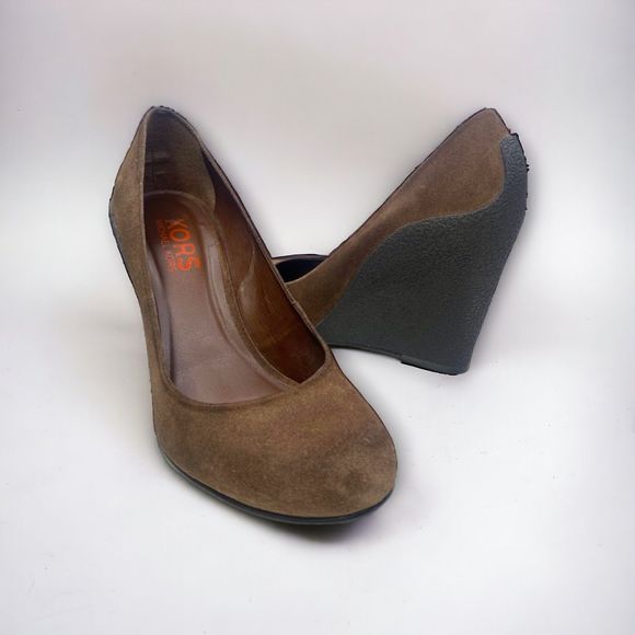 Michael Kors Wedge Heels Women's Size 8.5 Suede Brown - Picture 2 of 3